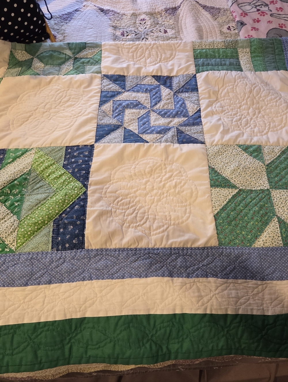 Handmade Blue And Green Quilt. Firm Price.